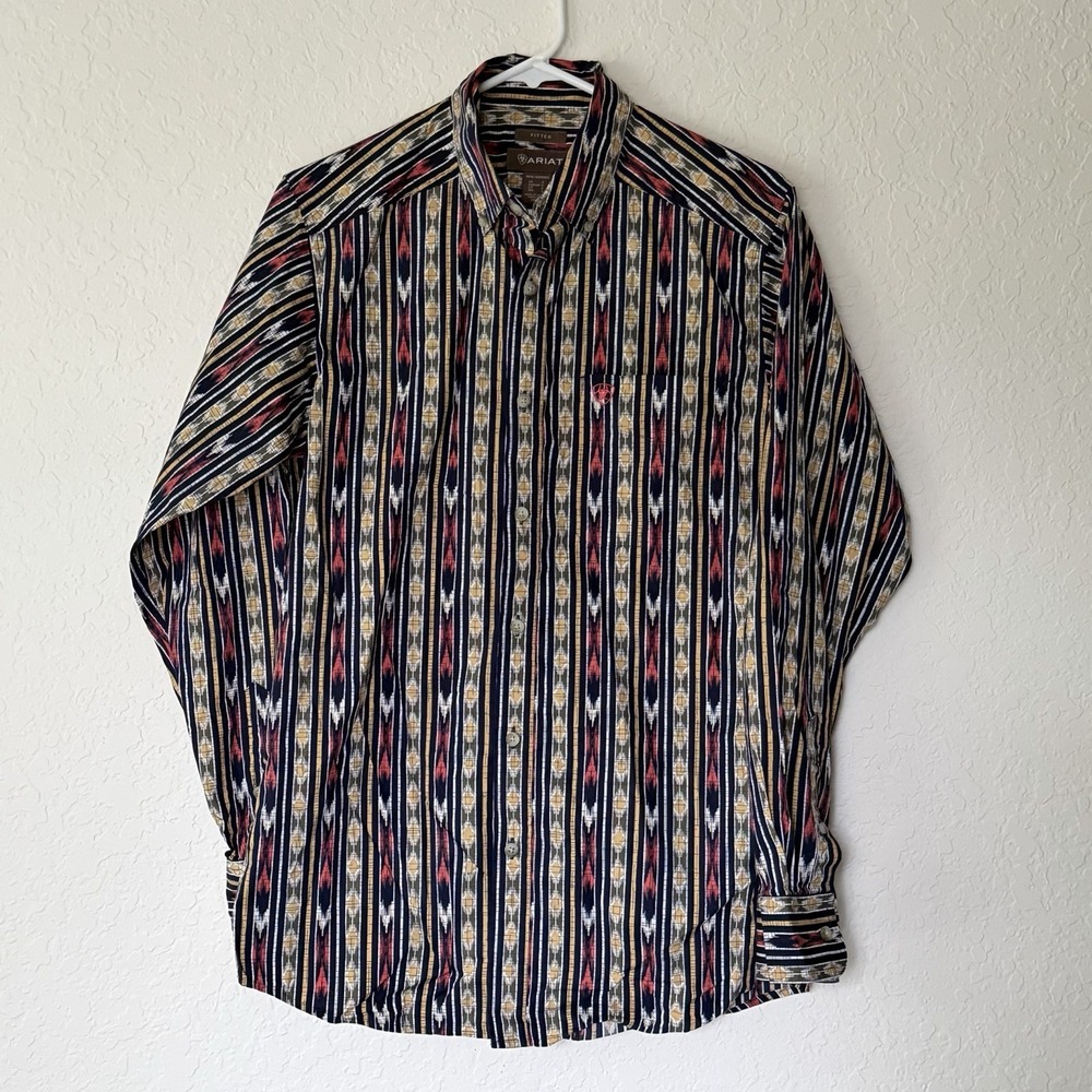 Ariat Mens Chaz Fitted Shirt Small Button Down Cowboy Rodeo Utility Work Western
